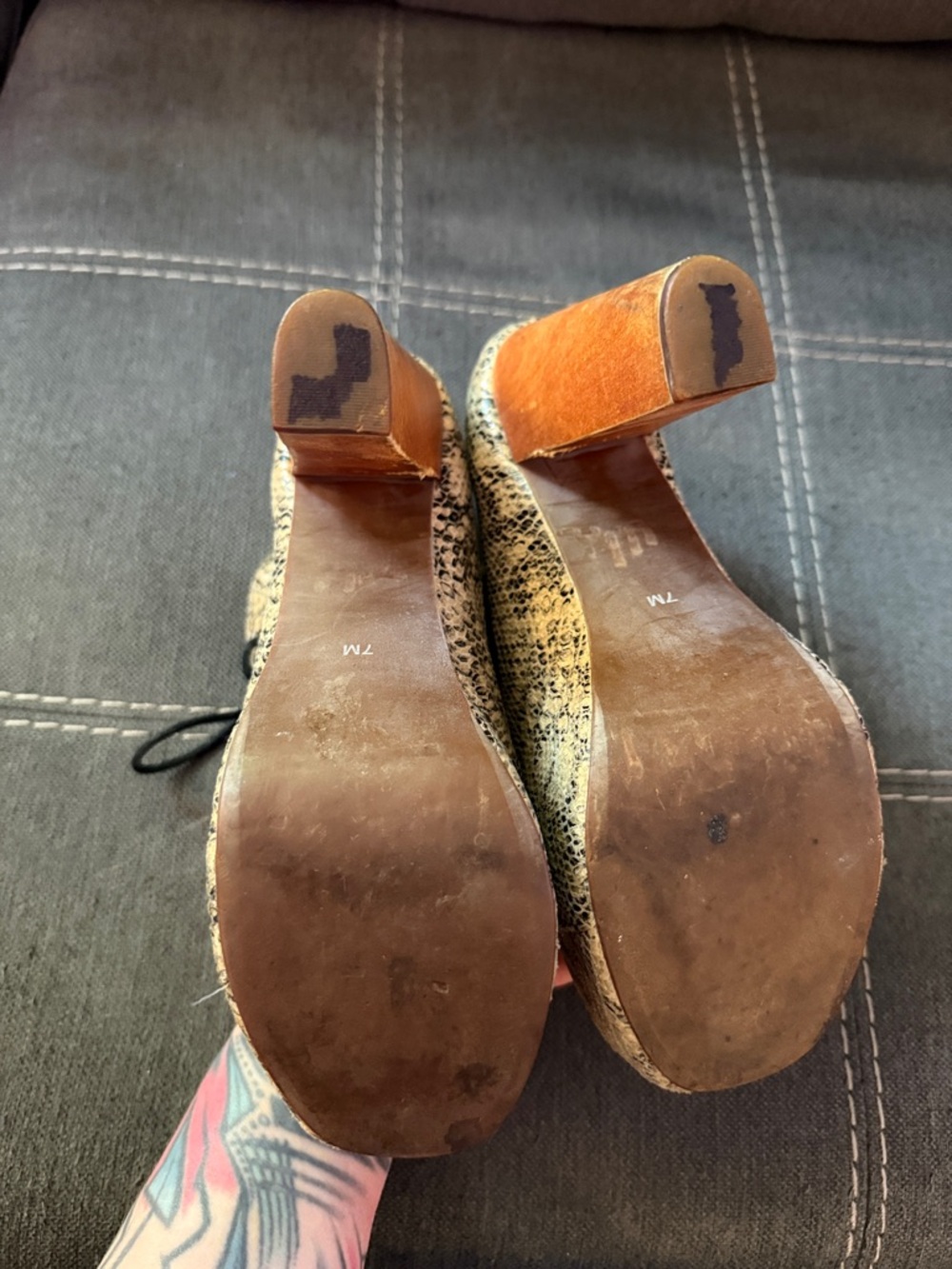 Jeffrey Campbell Lita EX Snake Skin Print Platform Block Heel Lace Up Booties - Picture 10 of 11